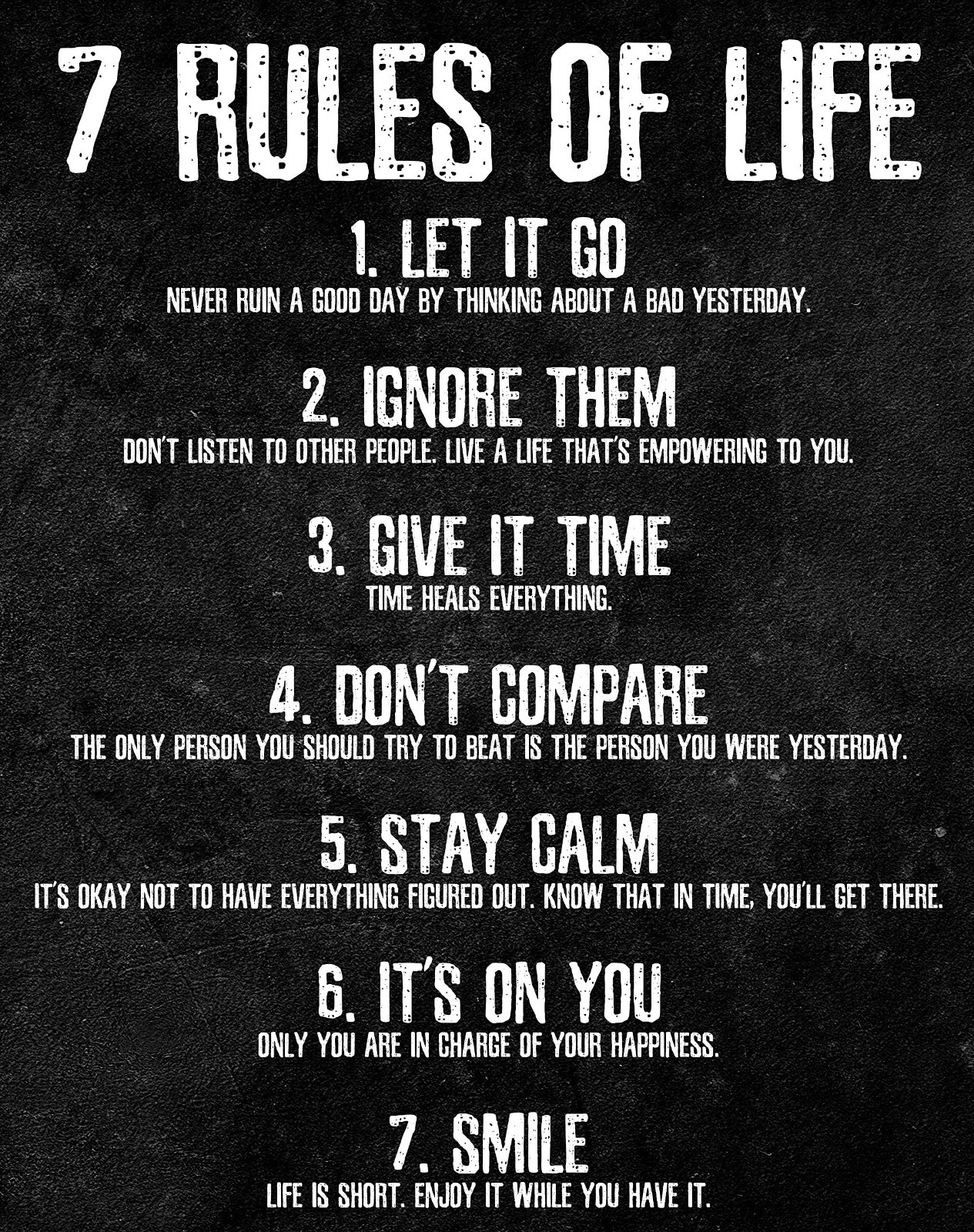 7 Rules of Life Poster Modern Motivational Quote Wall Art for Bedroom, Workspace