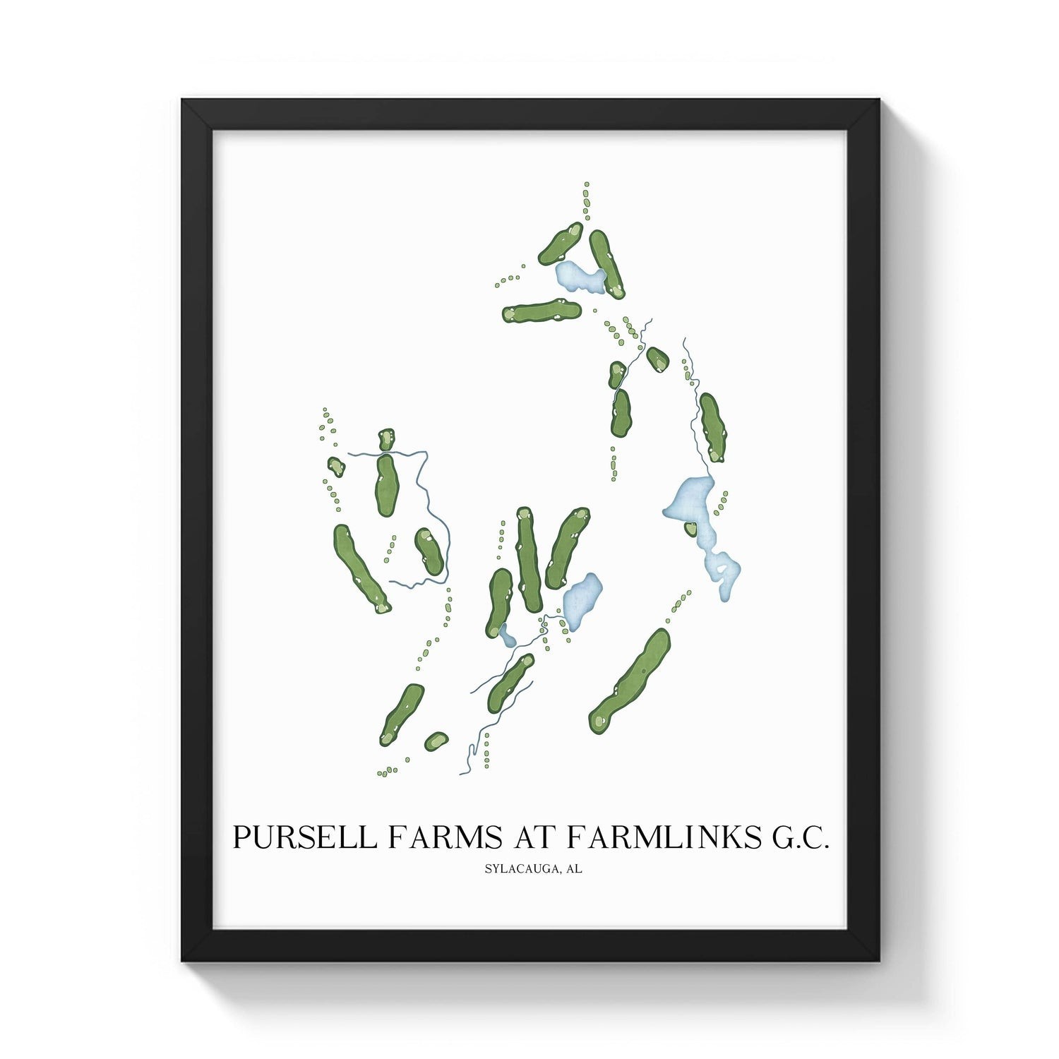Pursell Farms at Farmlinks Golf Course Map – Alabama Golf Wall Art Print