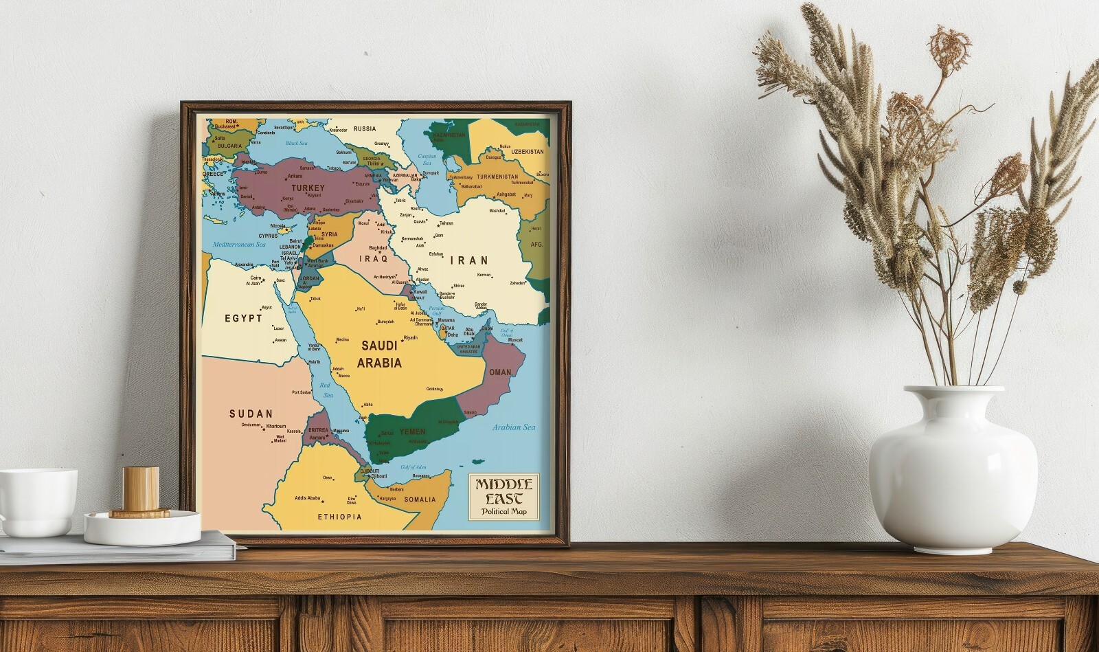 Middle East Map Lebanon Israel Palestine West Bank Syria Iraq Homeschool Poster