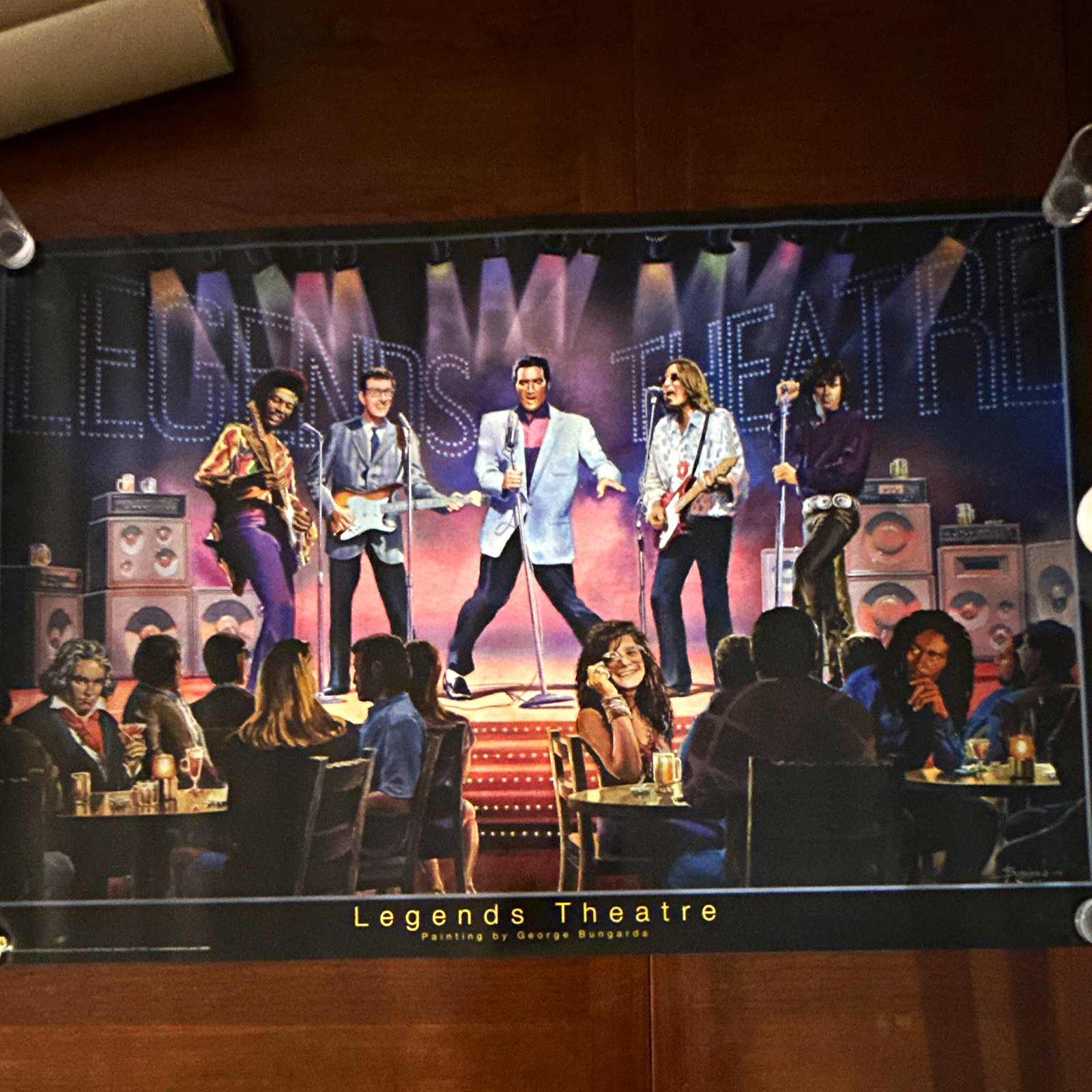 Legends Theatre Print by George Bungarda, Music/Theater Elvis, Jimi Hendrix