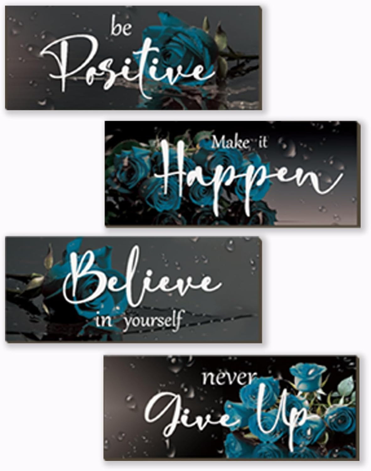 4 Piece Teal Wall Decor Set Inspirational Teal Black Decor for Bedroom Bathroom