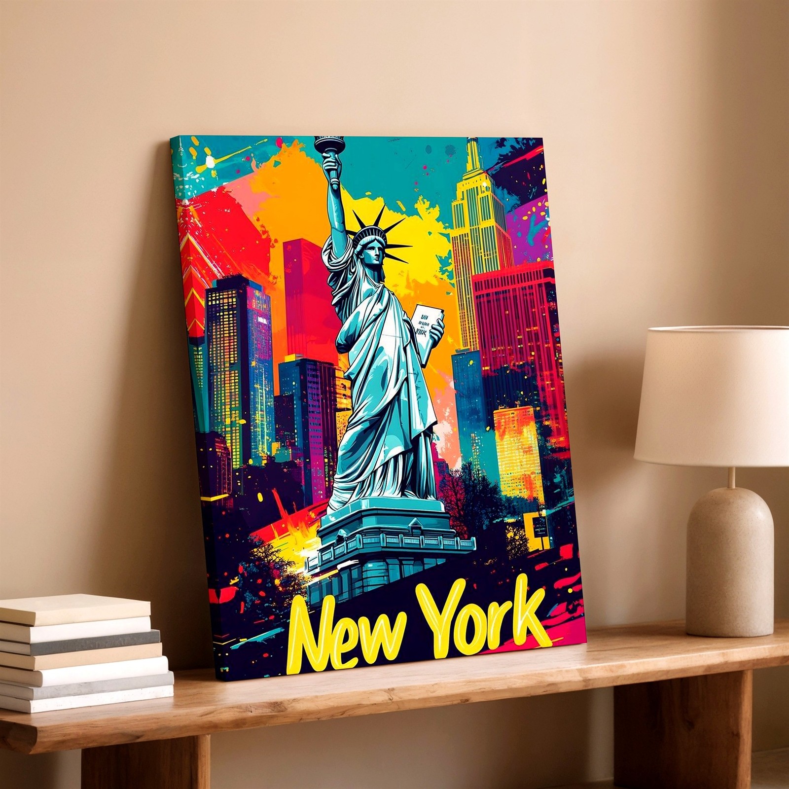 Wall Art New York City Statue of Liberty Pop Art Poster Colorful Skyline Print