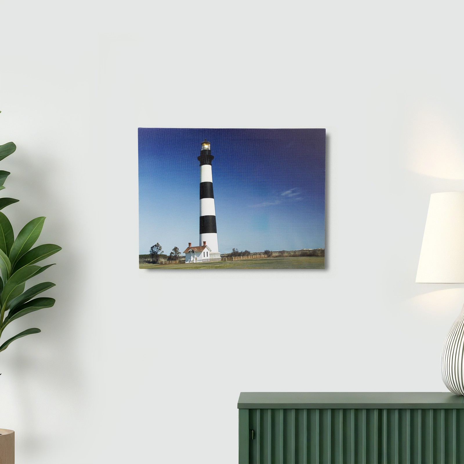 Northlight LED Black White Stripe Lighthouse Ombre Blue Wall Art 15.75� x 11.75�