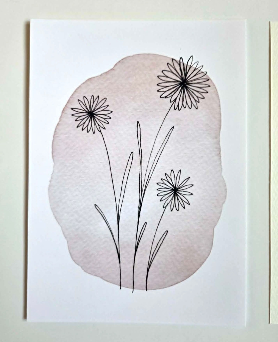 Minimalist Floral Line Art Print 5×7 Neutral Boho Wall Decor Watercolor