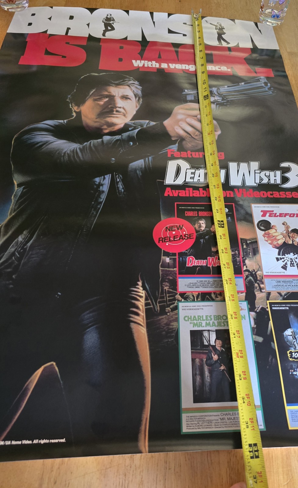1986 Movie Promo Poster Death Wish 3 «Bronson Is Back With A Vengeance» 24 X 36