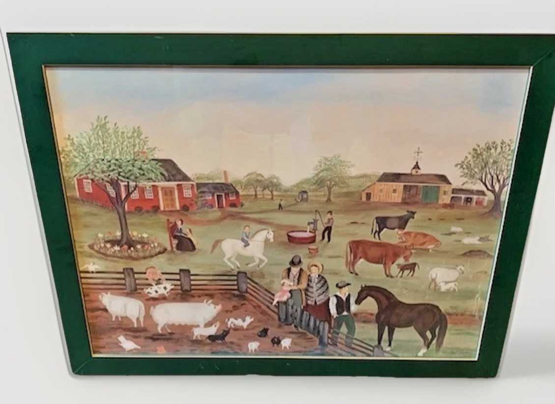 Martha Cahoon Wall Folk Art Down on the Farm Signed #728 Large Horse Estate VTG