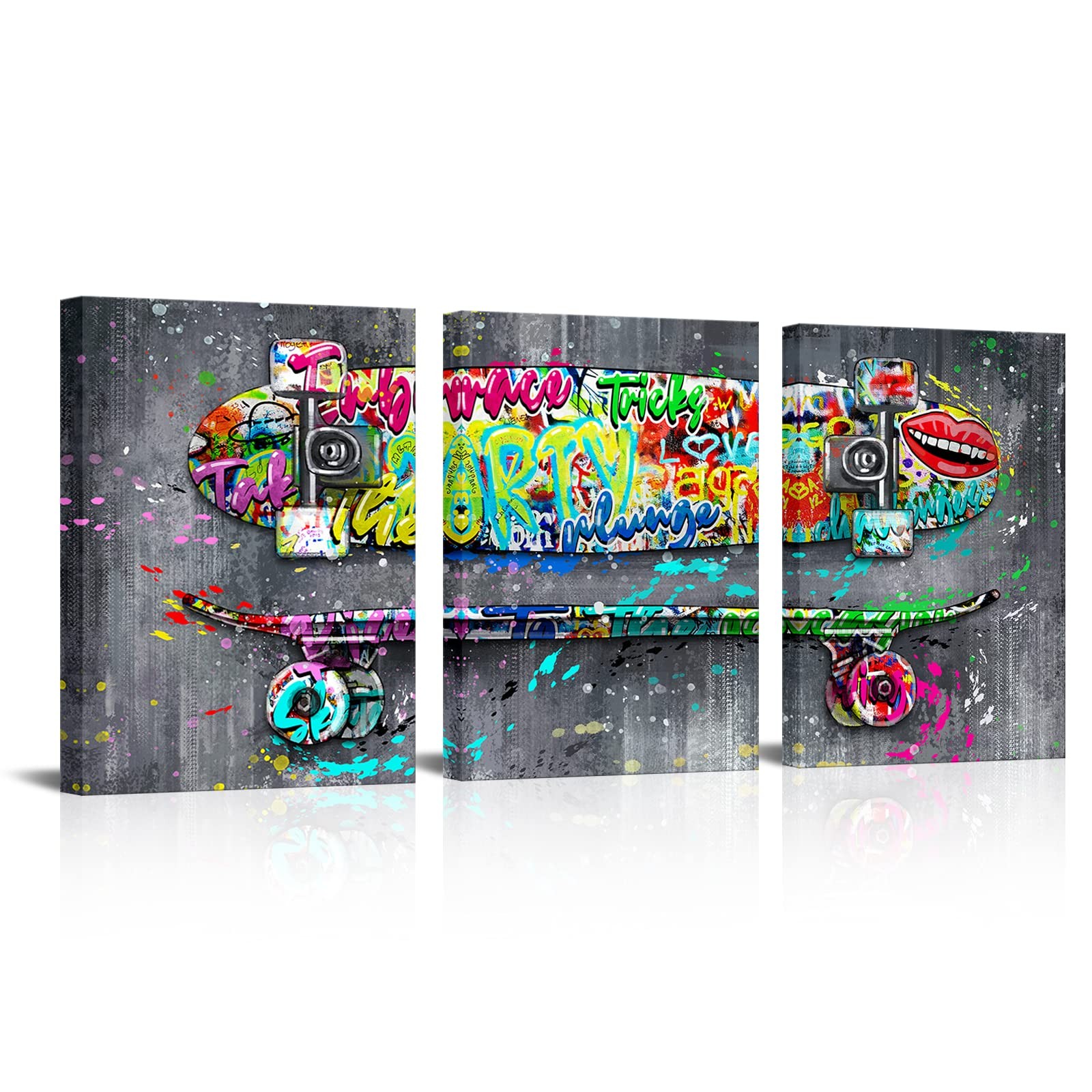 Graffiti Wall Art Skateboard Painting Boys Room Decor Teen Room Decor Canvas …