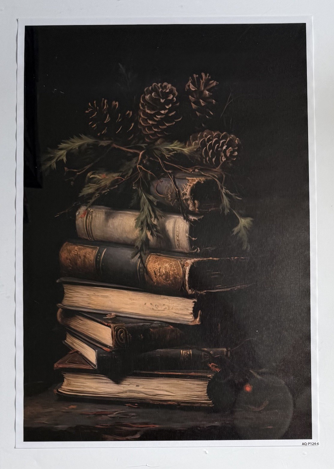 Rustic Vintage Stack Of Books 16.5×24.5” Rolled Canvas Wall Art Poster Print