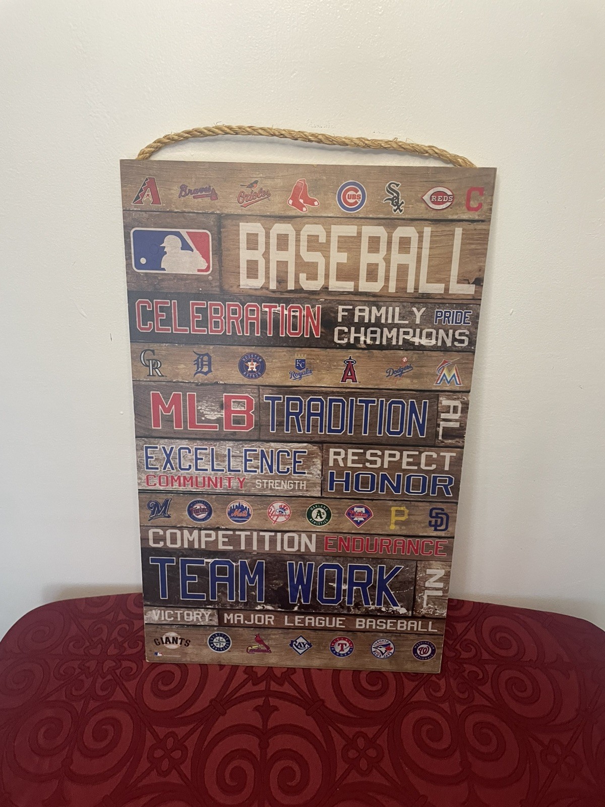 MLB 30 Teams Logo Wall Art Baseball Home Decor Hobby Lobby 11in x 19 in