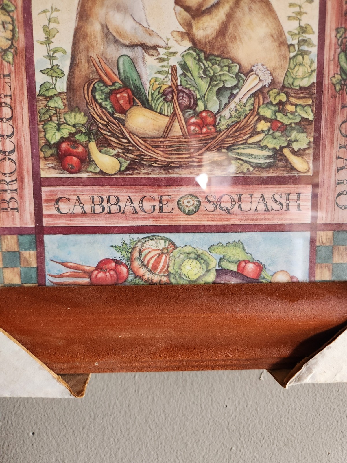 Deborah Jordan Bryan Wood Framed Bunnies Print «Fresh Vegetables Home Grown» New