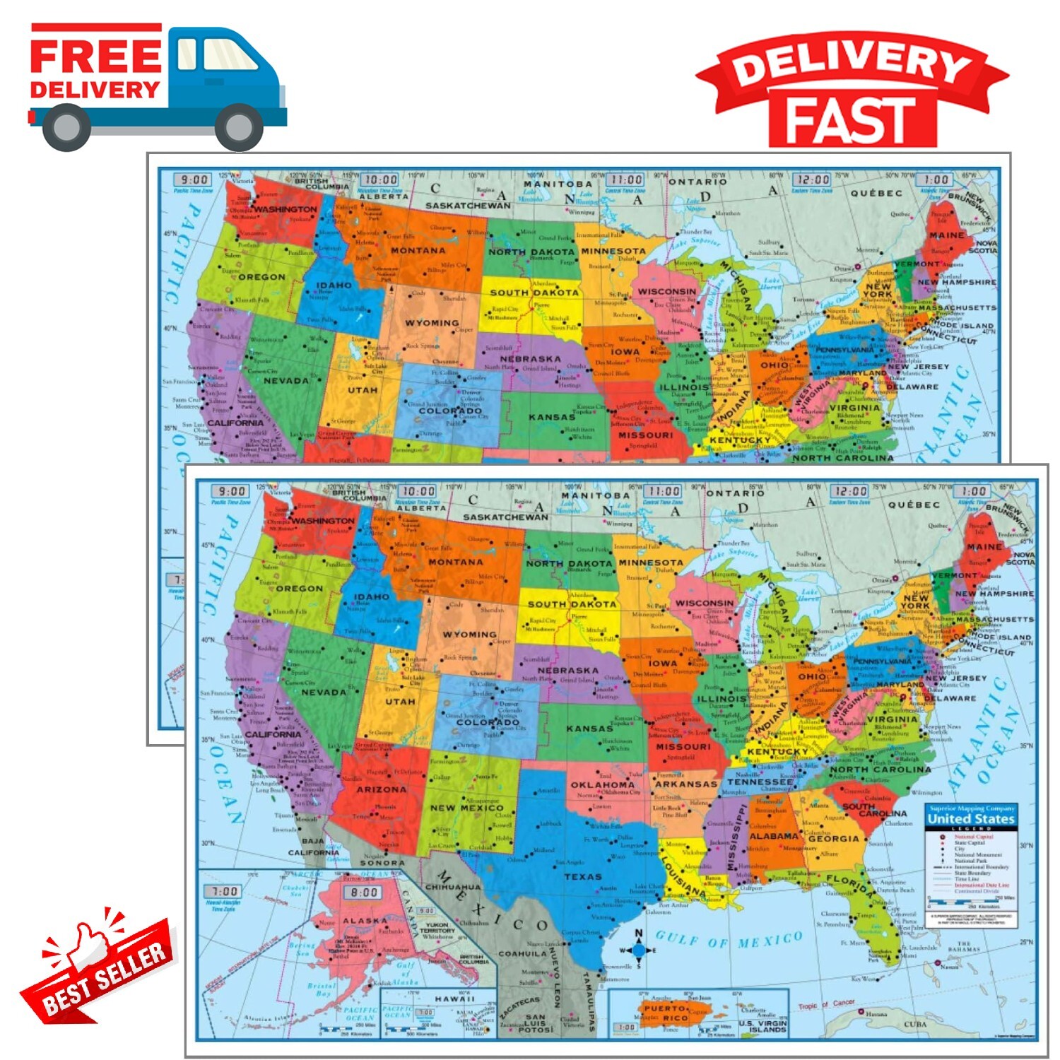 Wall Map Of The United States USA Road Travel Maps City Name US Poster 28″x40″