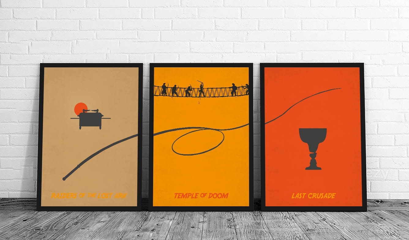 Indiana Jones Trilogy Minimalist Movie Posters Fan art for Movie Lovers