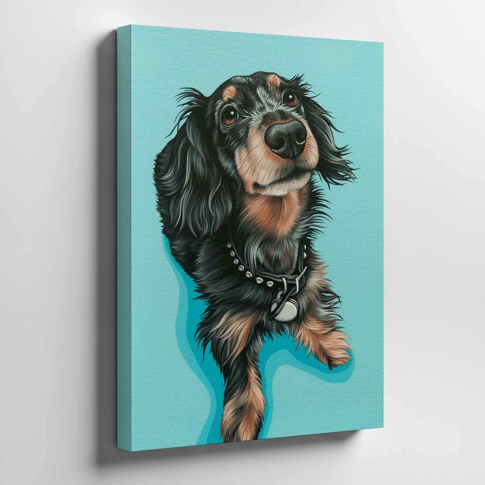 Cute Dachshund Dog Canvas Wall Art Portrait Painting Print Pet Lover Gift Home