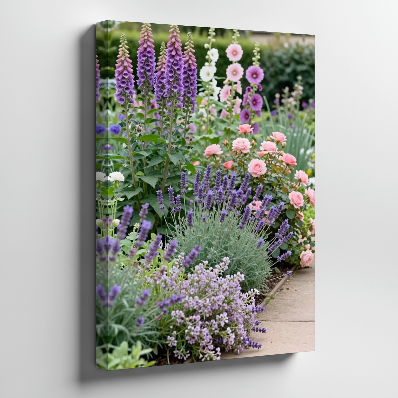 Lavender And Pink Floral Canvas Wall Art Garden Flowers Nature Print Home Decor