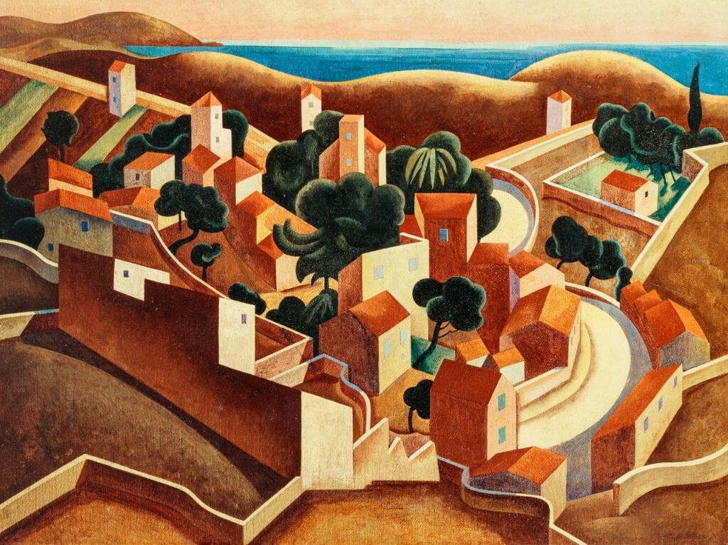 Near Marseilles by Edward Wadsworth – 1922 Art Print – Geometric, Architectural