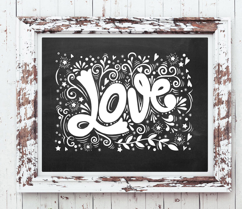 LOVE Typography Design Home Decor, 8×10 CARDSTOCK Print ONLY, NO Frame, LOVE