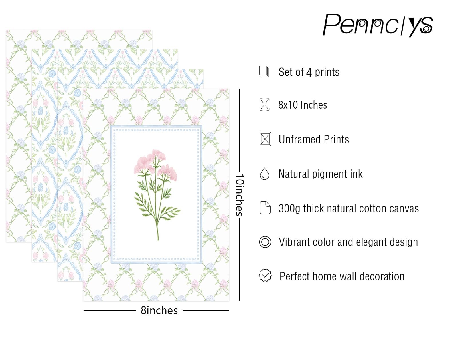 Nursery Flower Wall Art Girl Wildflower Canvas Wall Decor Pink Blue Floral Pr…