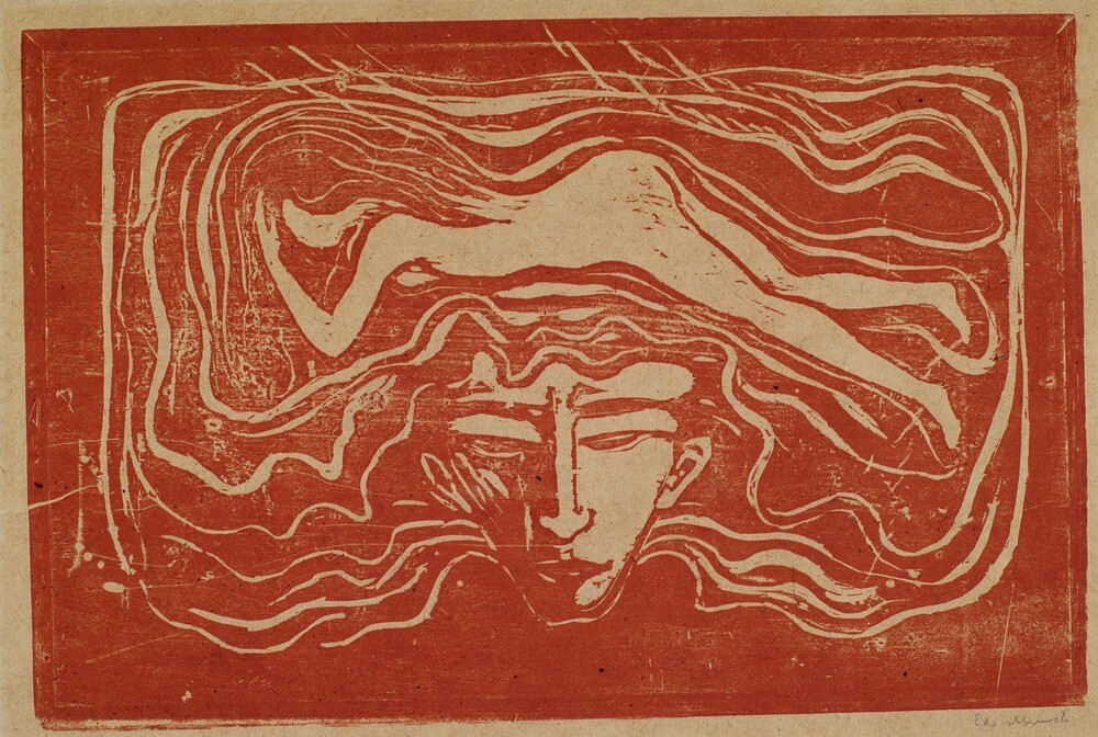 Edvard Munch : In the Man’s Brain : c. 1895 Expressionist [Woodcut] Art Print