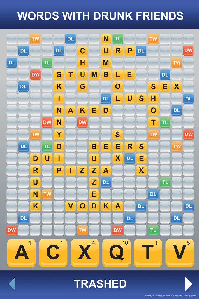 Words With Drunk Friends Drinking Humor Cool Wall Decor Art Print Poster 12×18