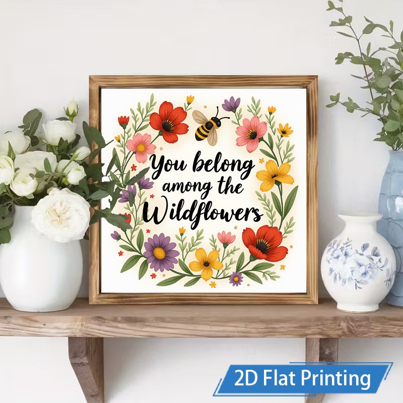 Wooden Signage Measuring 8X8 Inches Featuring Floral Wall Home Decor
