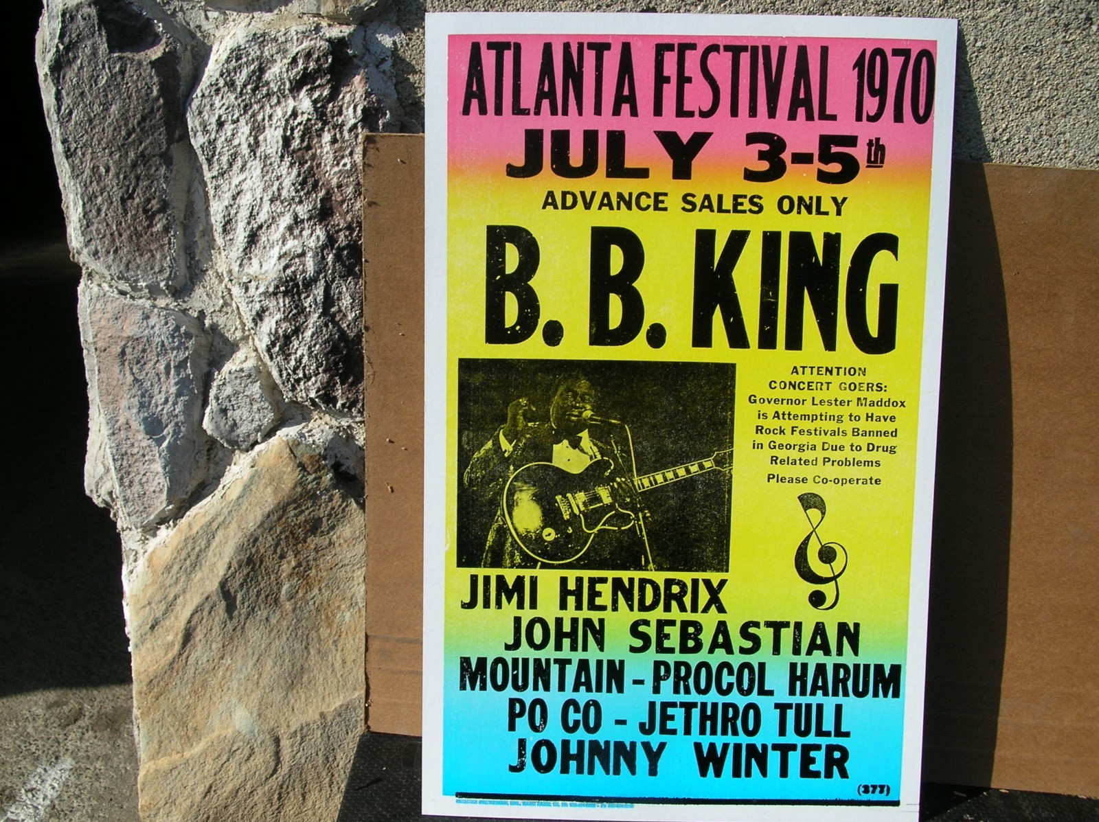 B.B. King 1970 Atlanta Festival, Jimi Hendrix, Po Co Concert Poster 14×22 New