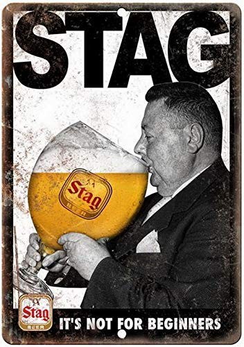 Wisesign Stag Beer Not for Beginners Retro Ad Retro Metal Tin Signs Beer 8X12 In