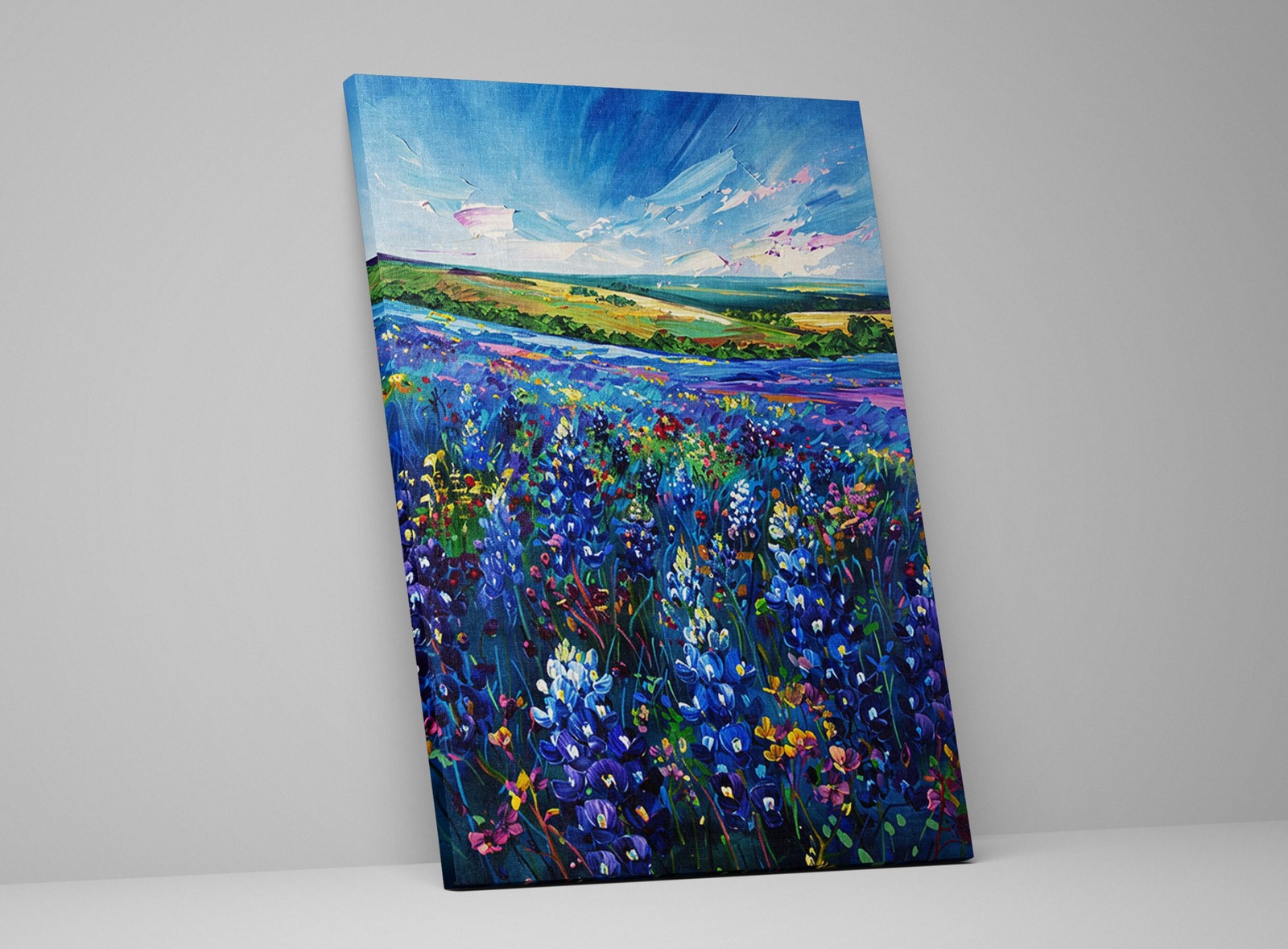Texas Bluebonnet Canvas Giclee Print Gallery Wrapped Large Living Room Decor