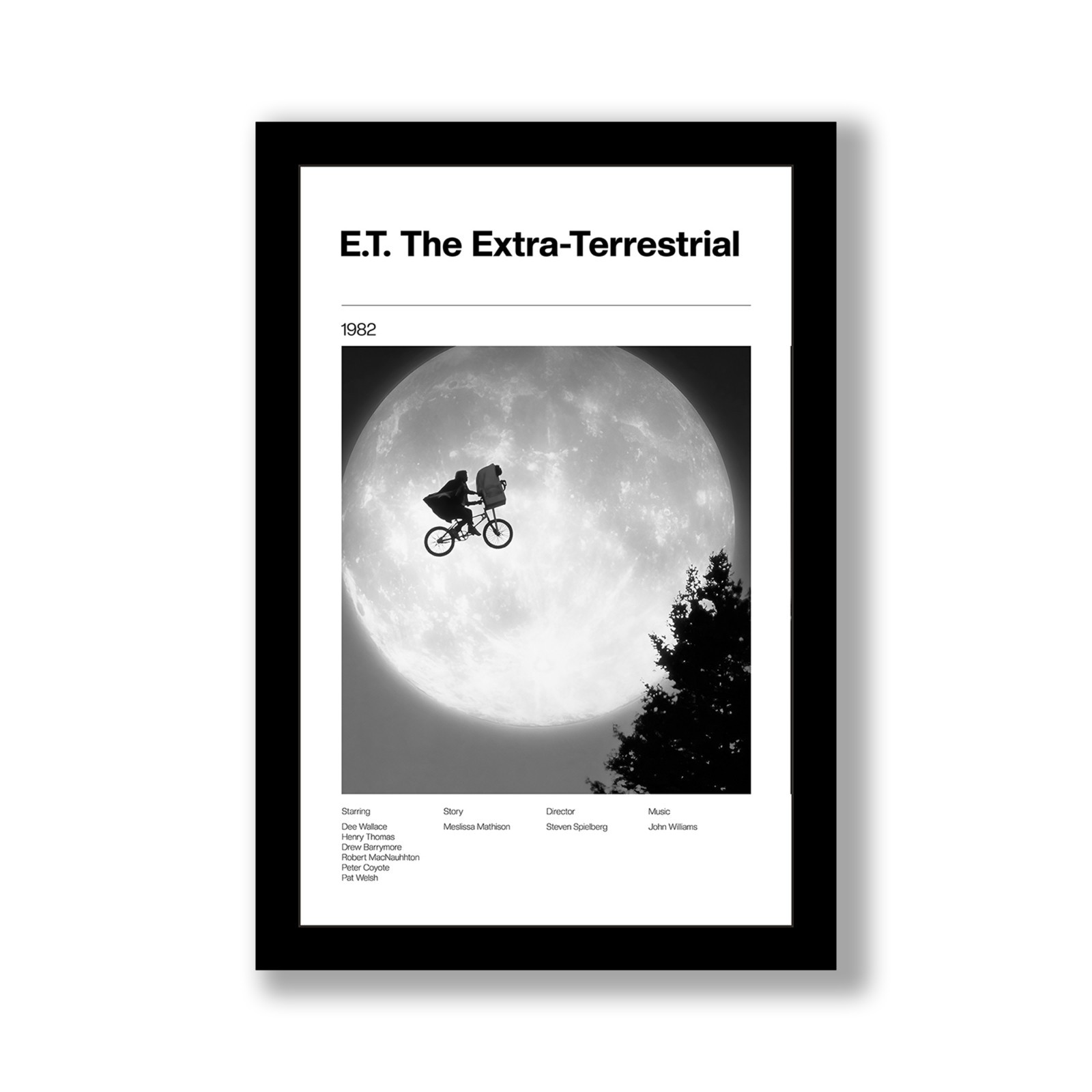 E.T. THE EXTRA-TERRESTRIAL – Retro 11×17 Framed Movie Poster by Wallspace