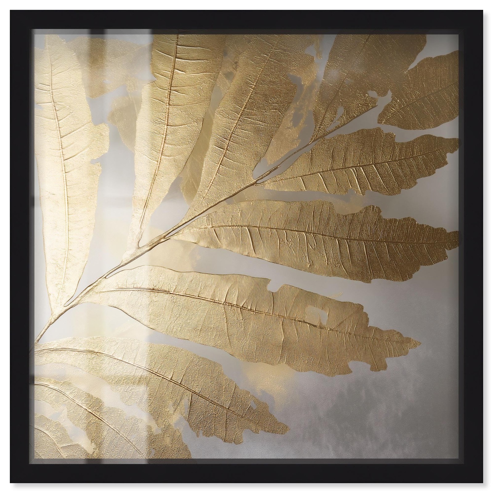 Art Remedy Golden Canopy (I) Shadowbox Print Elegant Nature Art, Black Frame,…