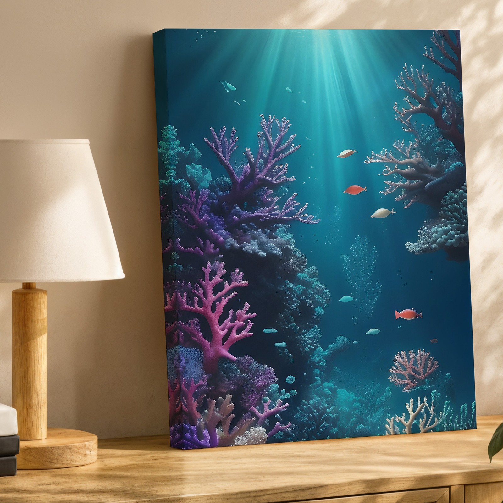 Underwater Coral Reef Canvas Wall Art Tropical Fish Ocean Scene Wall Decor Print
