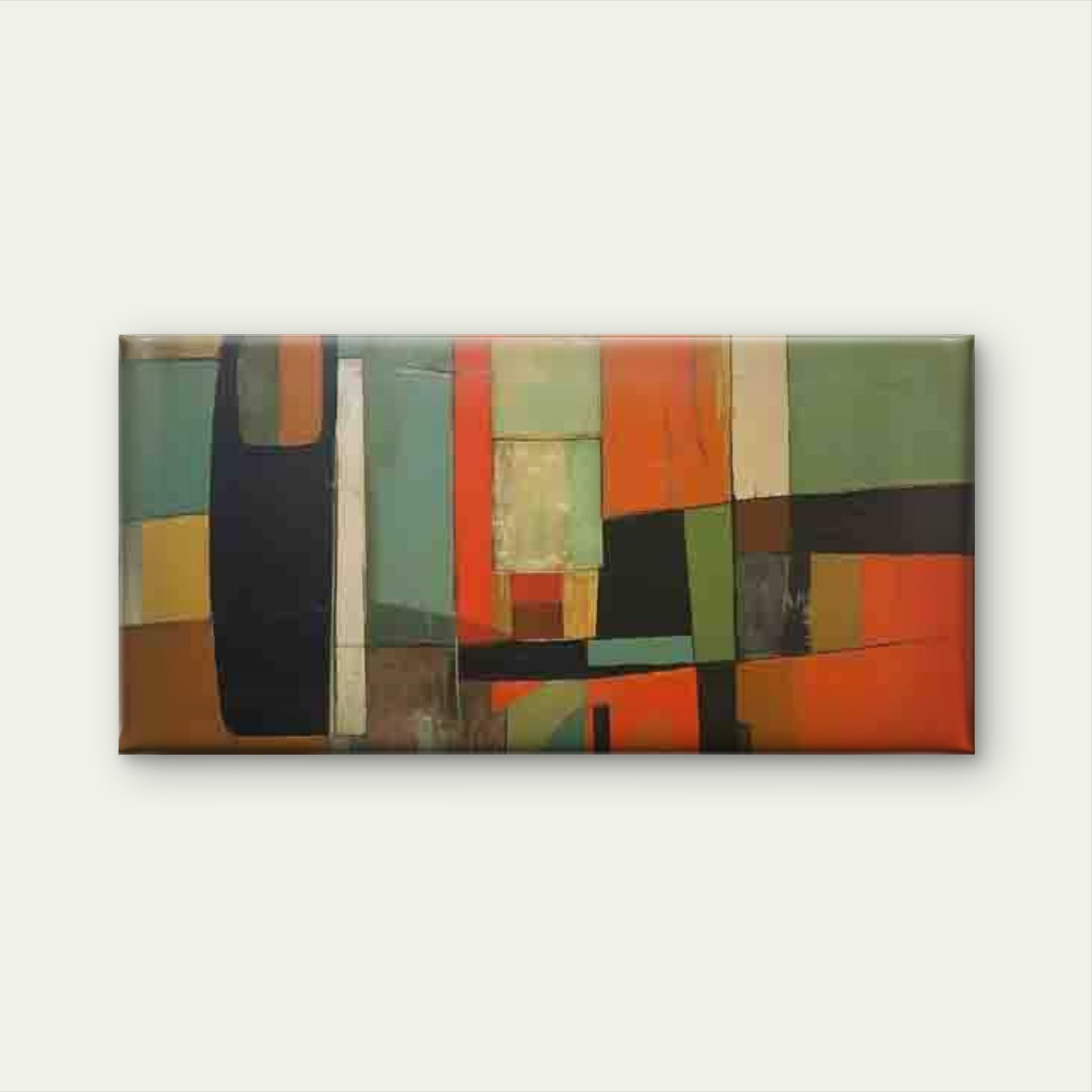Geometric Abstract Color Blocks Unframed Canvas Painting for Living