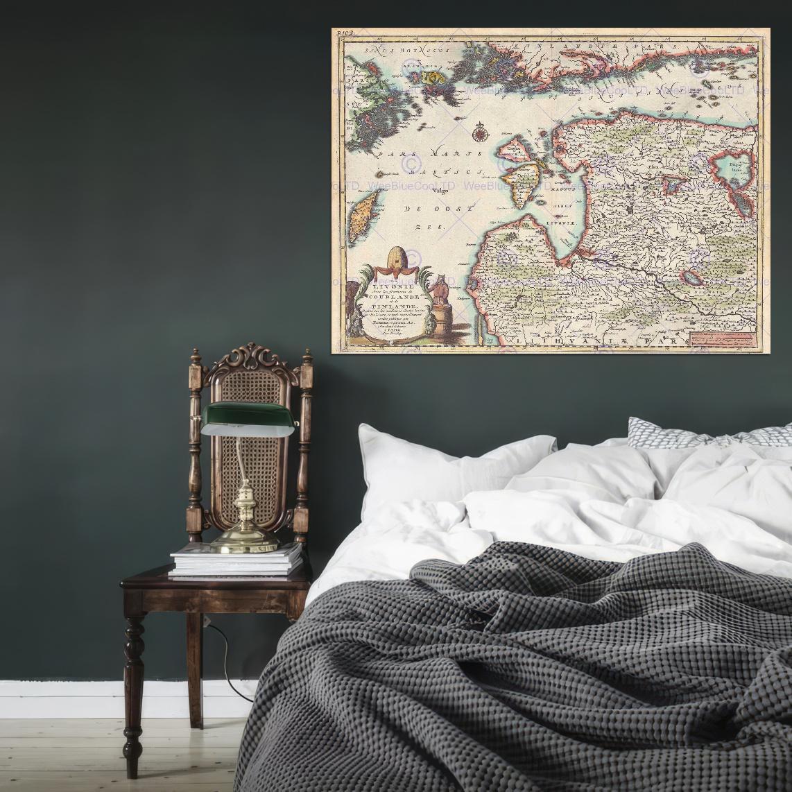 87257 MAP LIVONIA COURLAND FINLAND ESTONIA LATVIA Decor Wall Print Poster