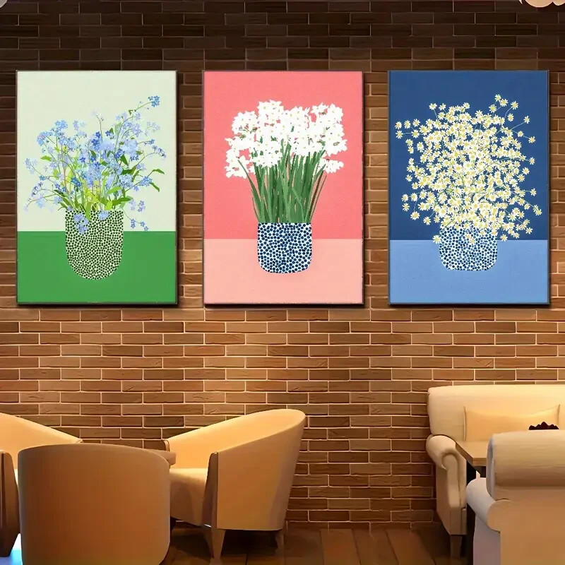 3pcs Beautiful Floral Dormitory Artwork Metal Print Ready to Hang Art