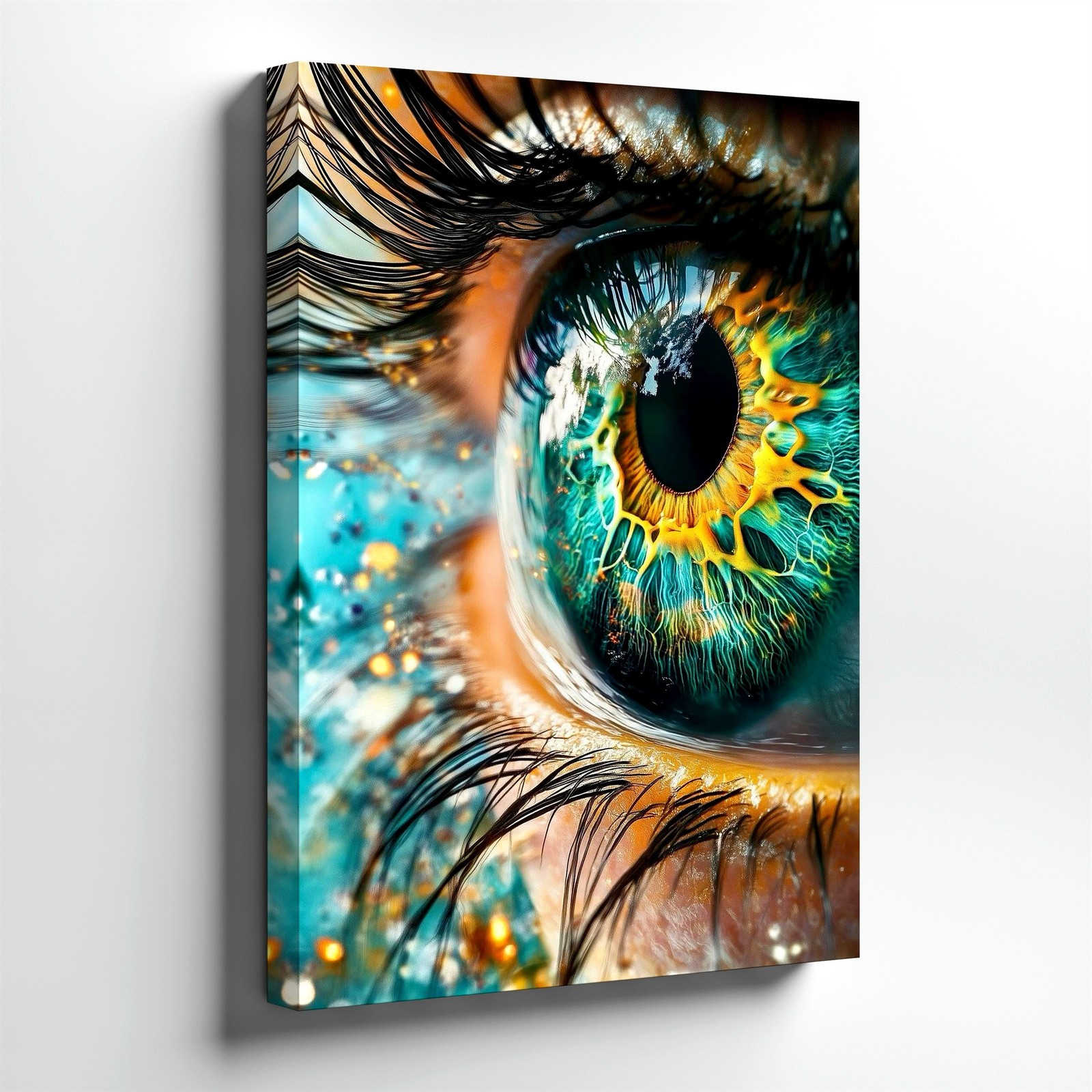 Wall Art Abstract Human Eye Close Up Canvas Print Colorful Surreal Decor 16×24