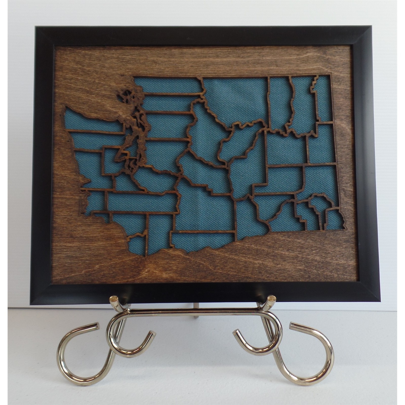 Washington State Map Wood Laser Cut Wall Art Decor Picture Plastic Frame USA
