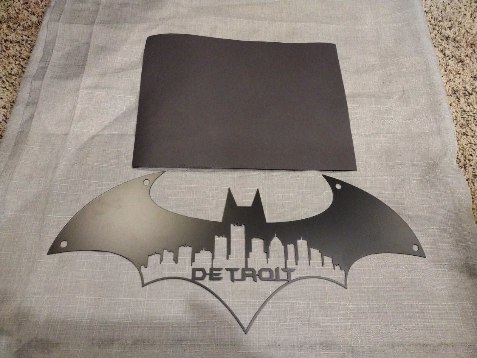 Metal Batman Symbol Detroit City Skyline Wall Art, Paper For Scale