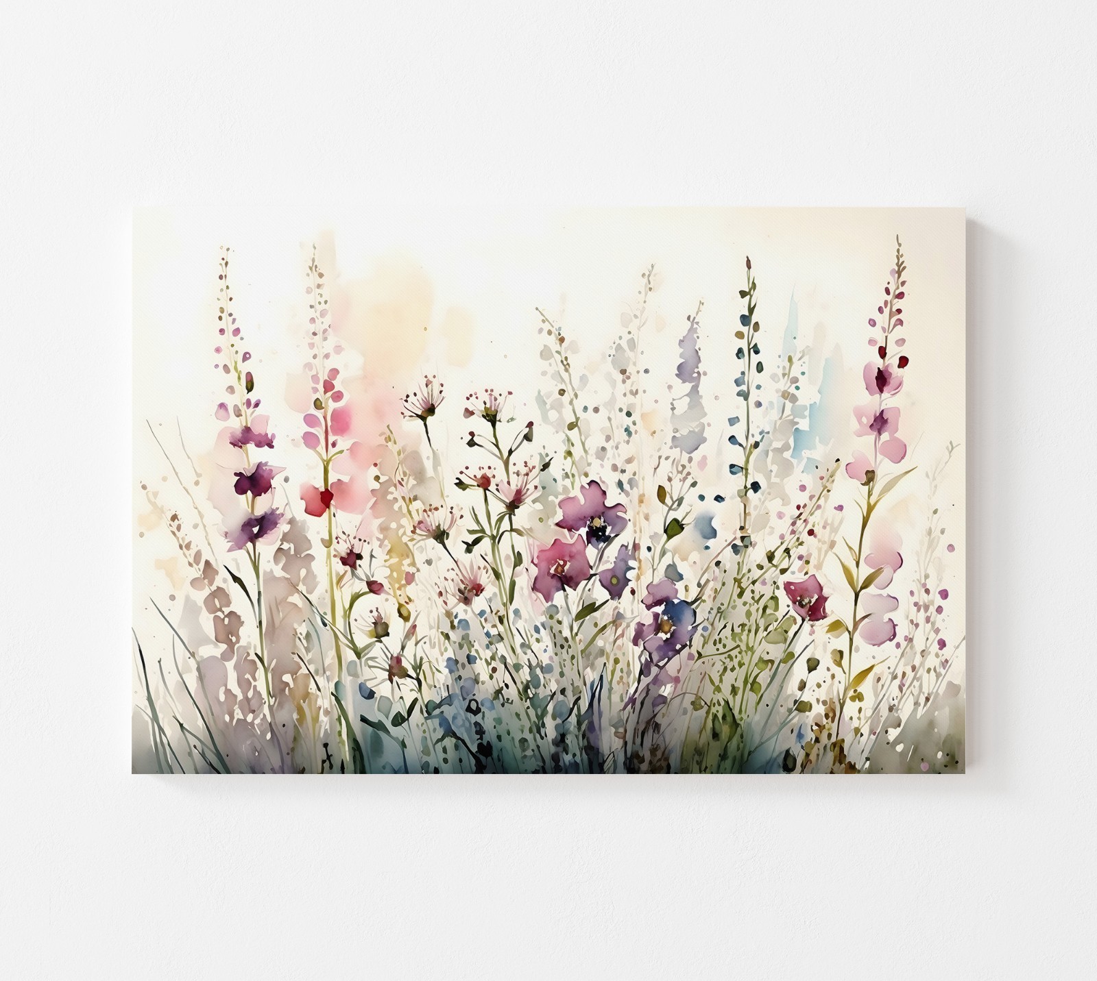 Watercolor Flowers Canvas Print, Wildflower Wall Art, Minimalist Floral Decor