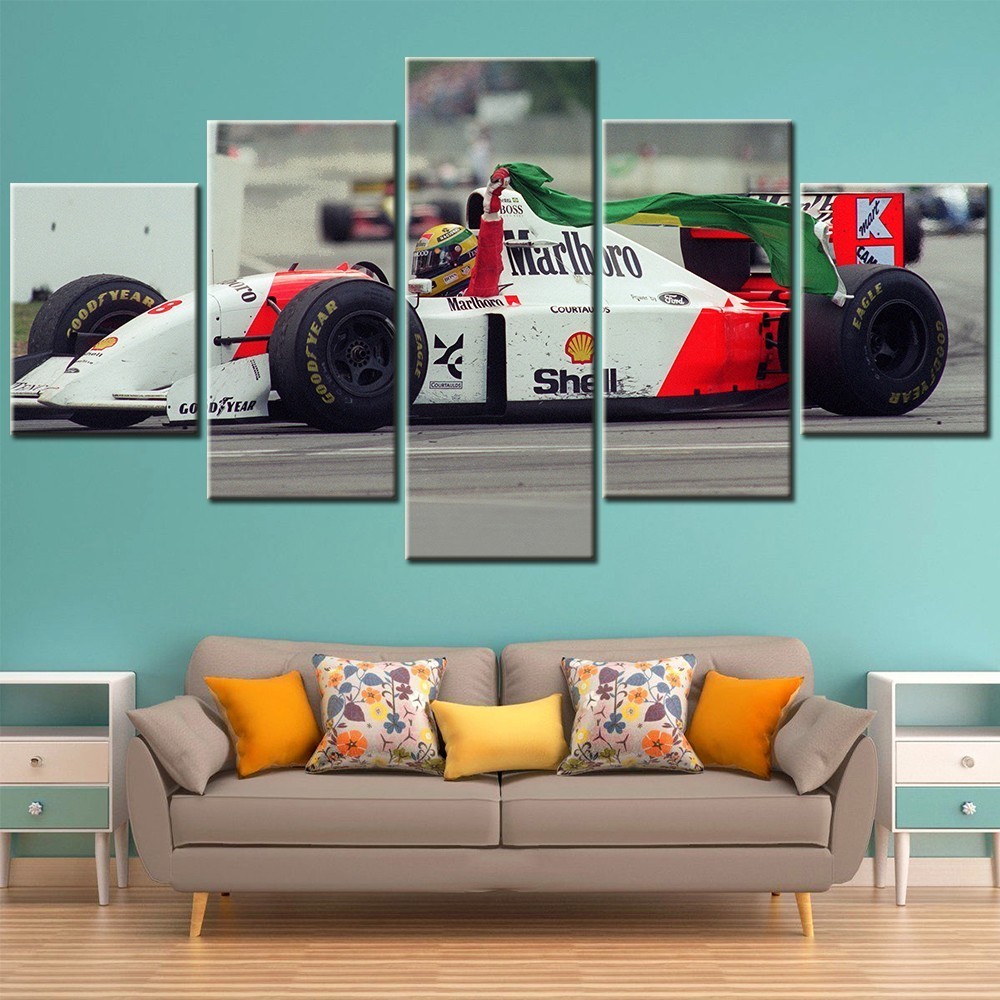 Ayrton Senna F1 5 Piece Canvas Wall Art Formula Car Racing Poster Print Decor