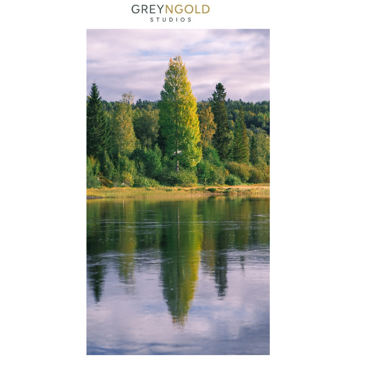 Autumn Lake & Forest Wall Art Print Luxury Poster / Canvas Décor