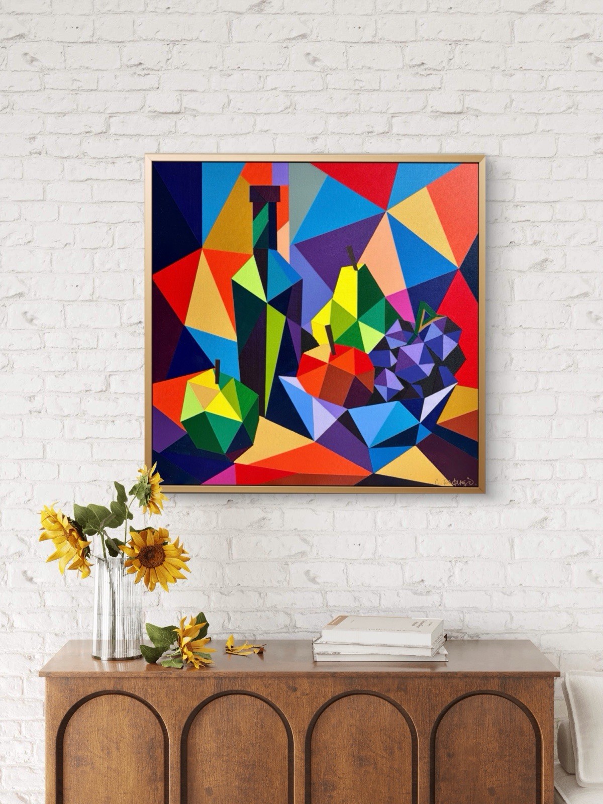 “Still Life” 20”x20” Unique Geometric Acrylic on Canvas Framed by C.Requejo