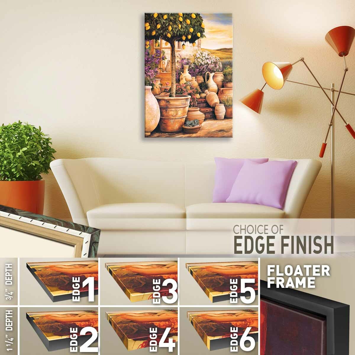 24W»x32H» LEMON TOPIARY by EDUARDO MOREAU – TREE VASES STAIRS CHOICES of CANVAS