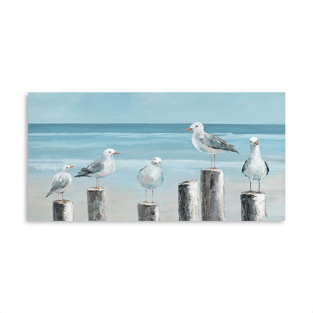Coastal Seagull Poster Decor- Seabird Canvas Beach wall art, Lake and Sea Oce…