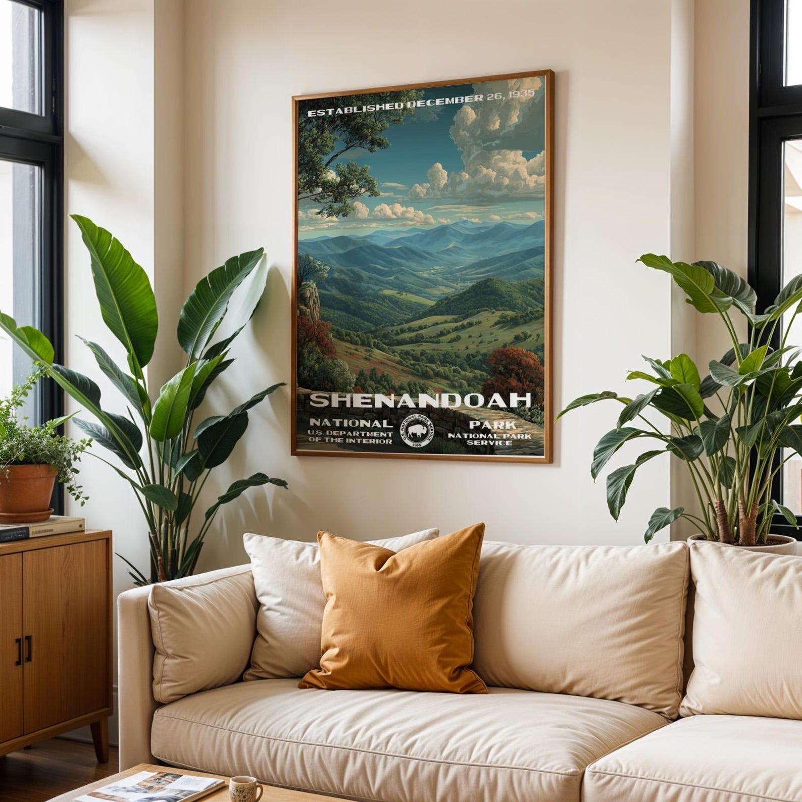 Shenandoah National Park Poster, Vintage Nature Landscape Wall Art