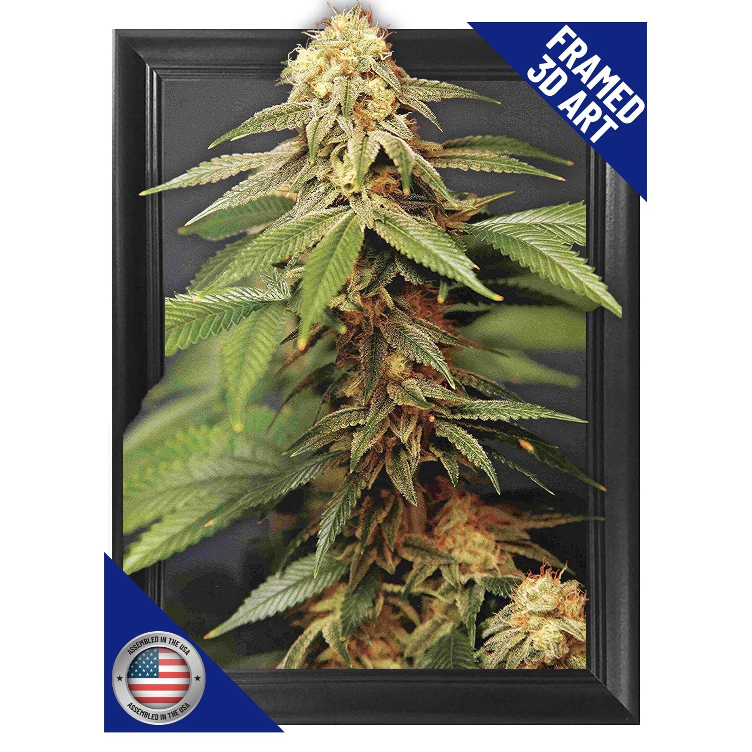 Trippy Marijuana Weed Plant 3D Poster Wall Art Decor Framed Print | 14.5×18.5…