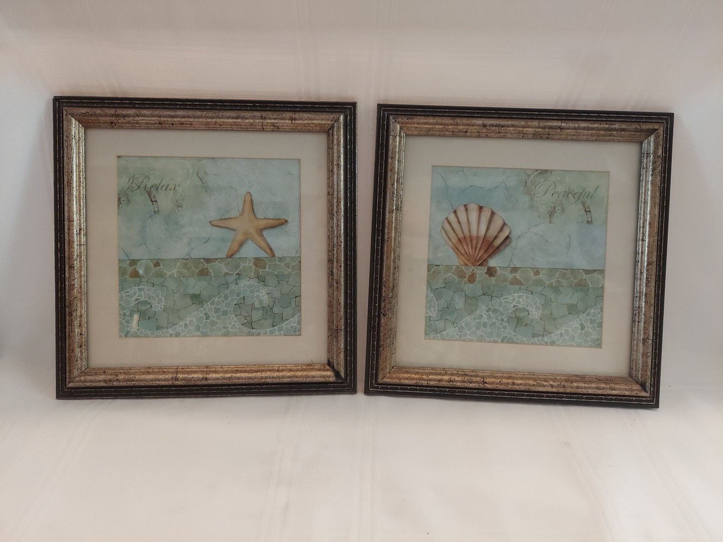 Starfish And Seashell Prints Relax And peaceful Framed Pictures 9.5×9.5 In (U4)