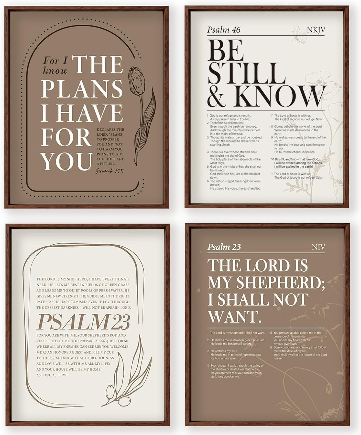 Christian Wall Art Posters Botanical Floral Bible Verse Prints Wildflower