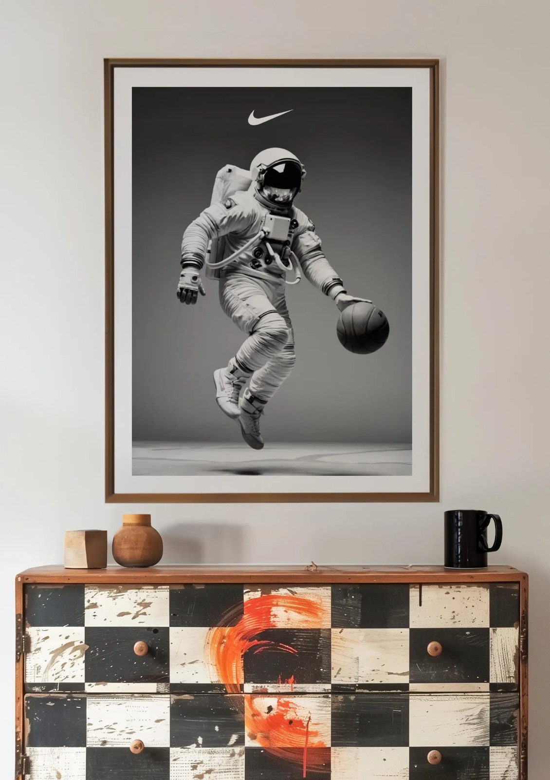 Nike Vintage Astronaut Basketball Poster Wall Art Decor Minimalistic Decor Boys