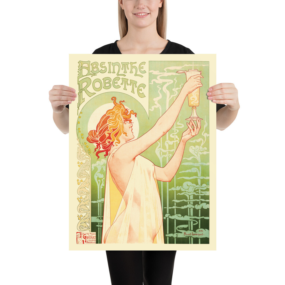 1896 ABSINTHE ROBETTE – 24″ X 18″ ART PRINT, ART NOUVEAU, Henri Privat-Livemont