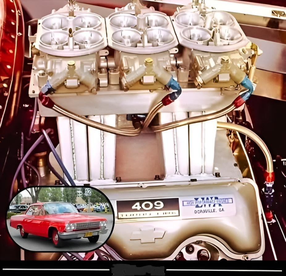 1960s Chevrolet 409 CID Engine ad with Impala | 24×24 inch POSTER |