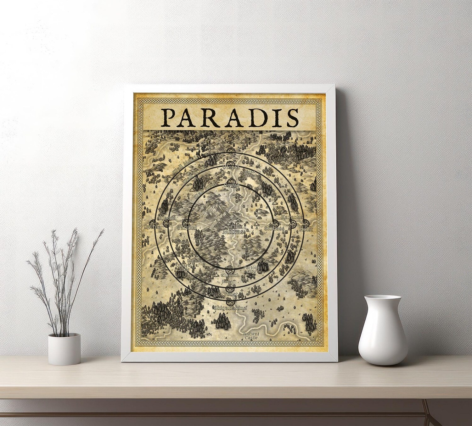 Attack on Titan Map Poster – Paradis Island Wall Map Fantasy Print